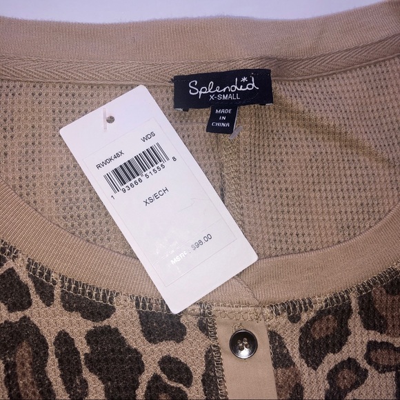 New Splendid Long Sleeve Animal Print Shirt XS - Picture 7 of 8